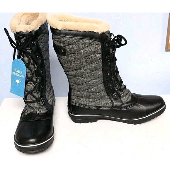 Women's NIB JBU by Jambu Lorna Weather Ready Snow Black/Gray Boots 10 M - Picture 4 of 11